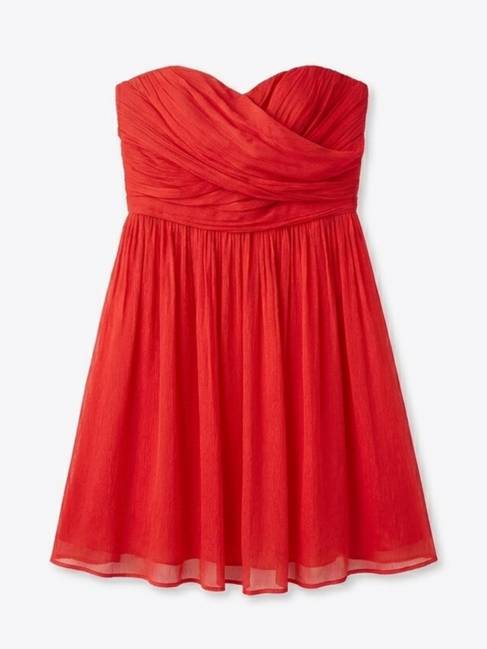 J. Crew Arabella Strapless Mini Dress Red Silk Chiffon Size 8